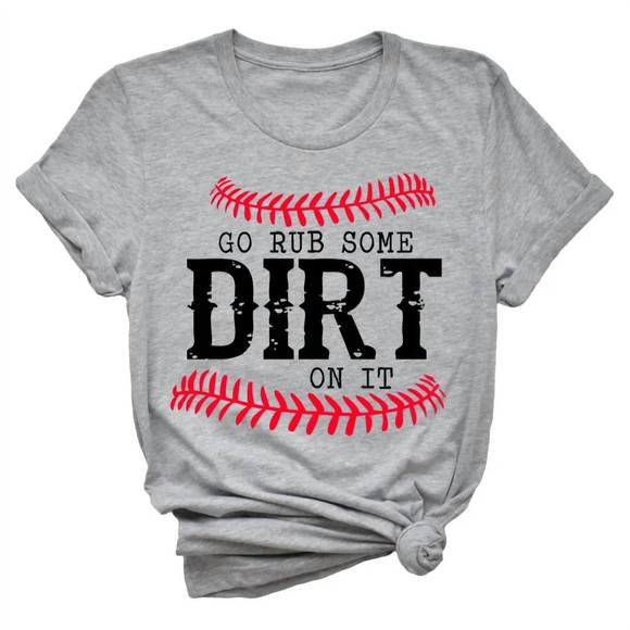 NEW TYPE A TEES women's rub some dirt on it baseball tee in light grey - Picture 1 of 1
